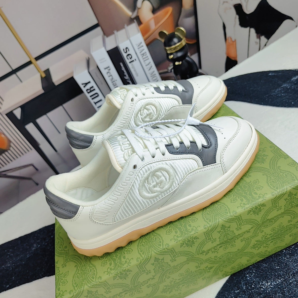GG Men's MAC80 Sneaker White Grey Cowhide 523624