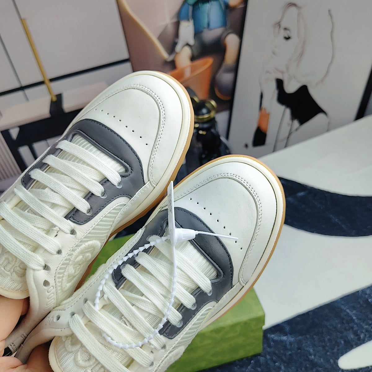 GG Men's MAC80 Sneaker White Grey Cowhide 523624