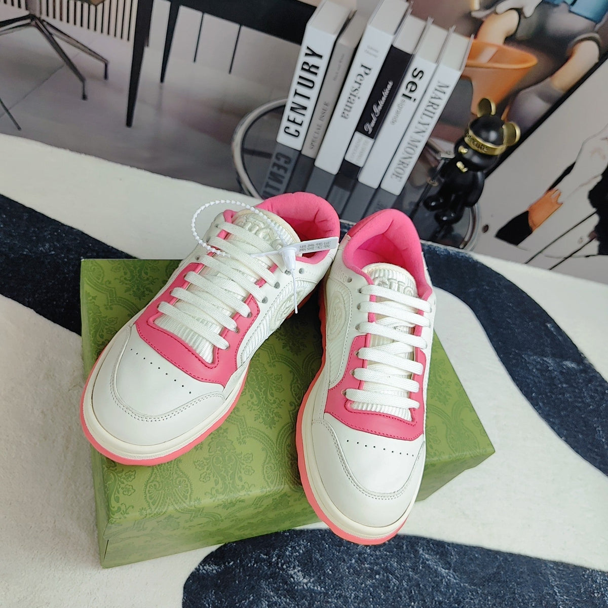 GG Men's MAC80 Sneaker White Pink Cowhide 523615