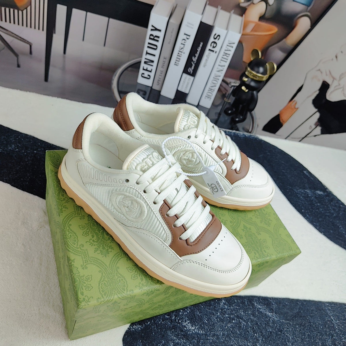 GG Men's MAC80 Sneaker White Brown Cowhide 523621