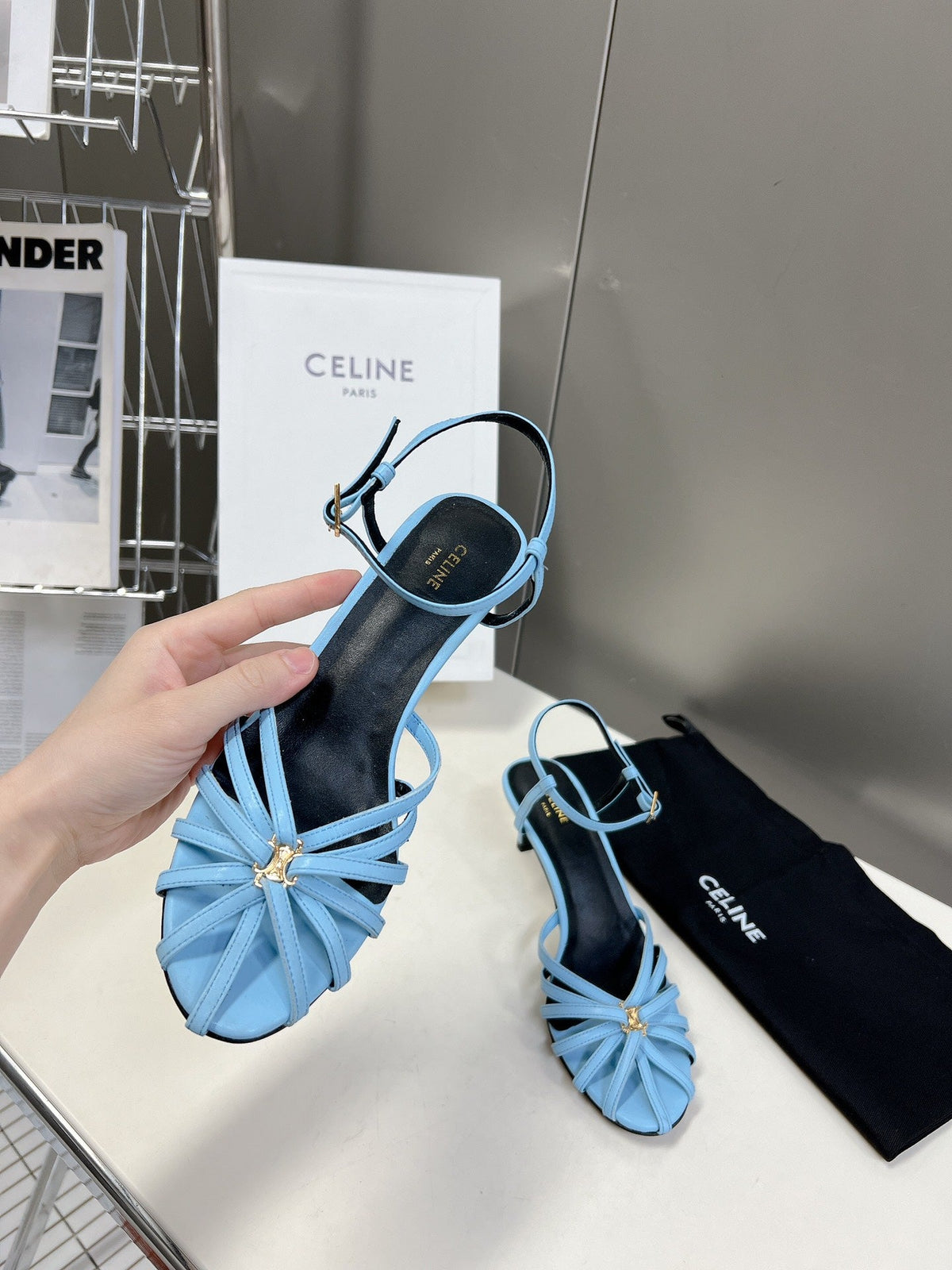 Celine 26 Triomphe Sandals 60mm Lambskin 716975