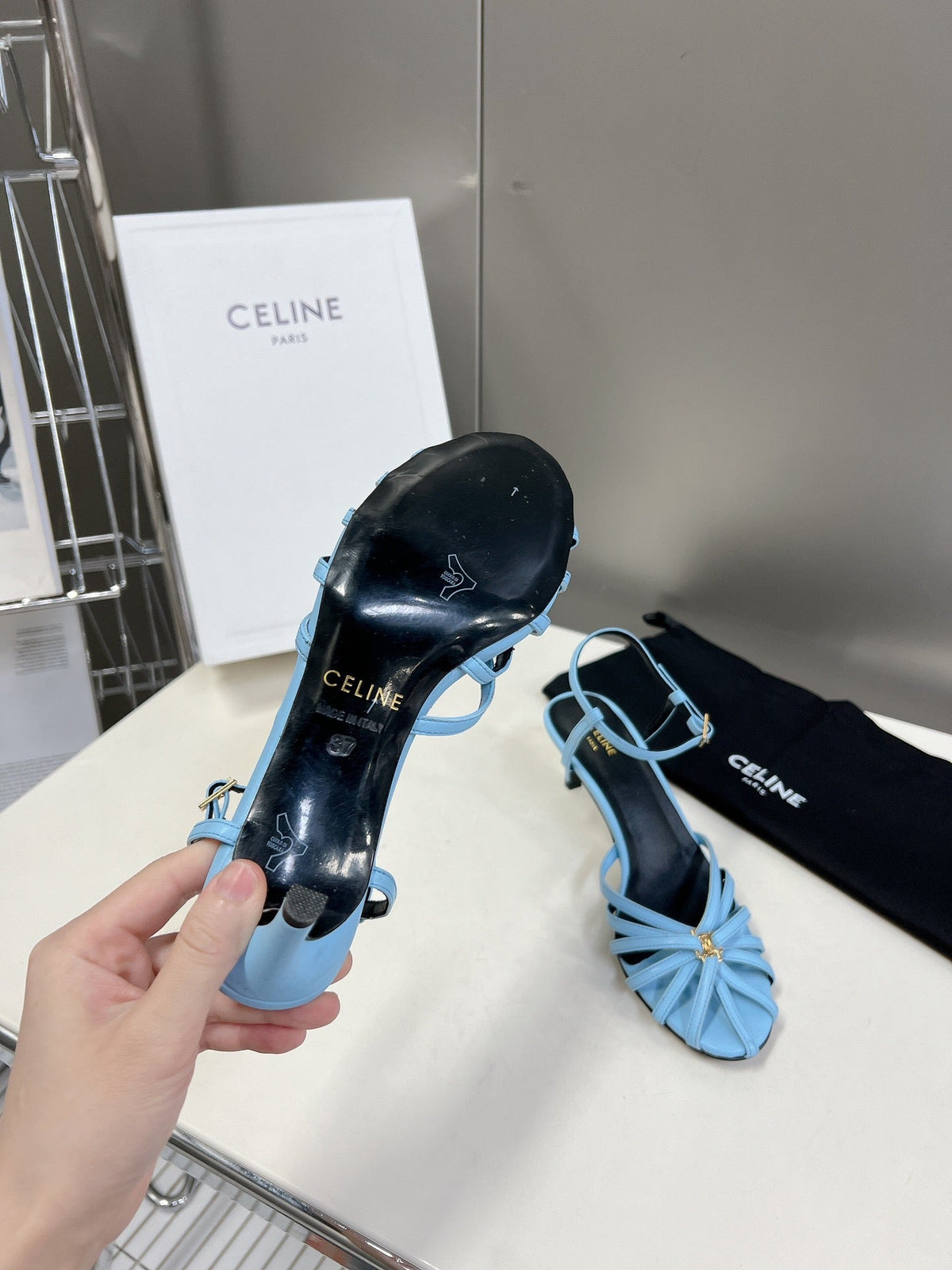 Celine 26 Triomphe Sandals 60mm Lambskin 716975