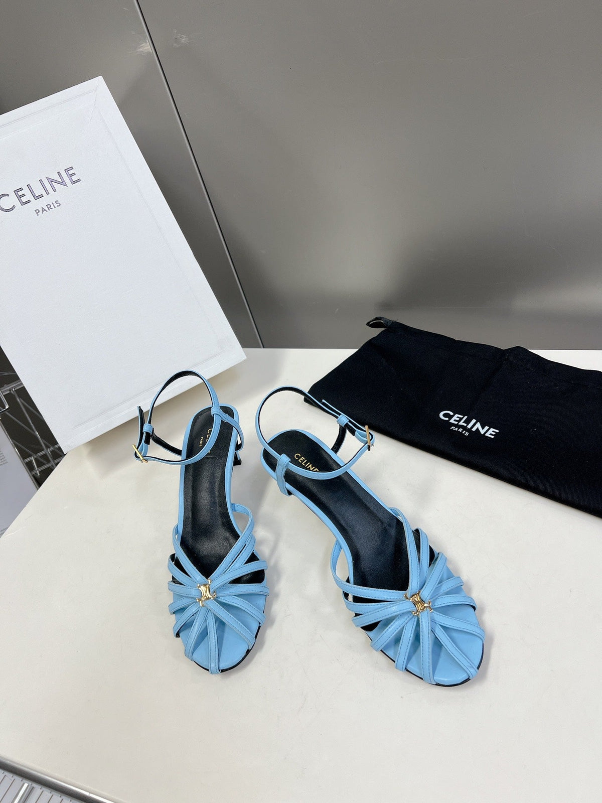 Celine 26 Triomphe Sandals 60mm Lambskin 716975