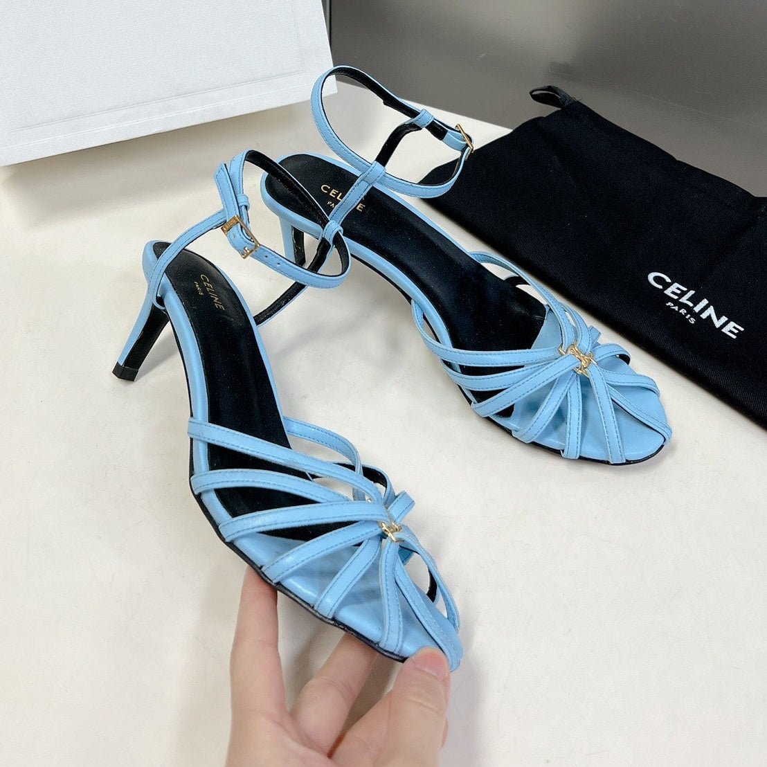 Celine 26 Triomphe Sandals 60mm Lambskin 716975