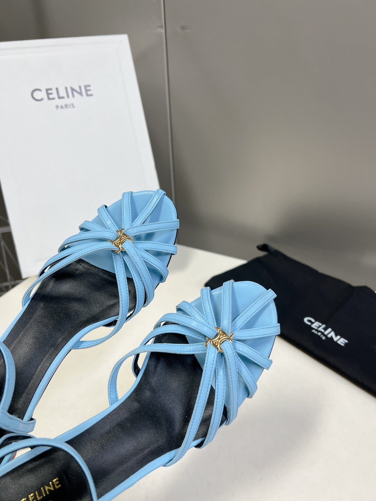 Celine 26 Triomphe Sandals 60mm Lambskin 716975