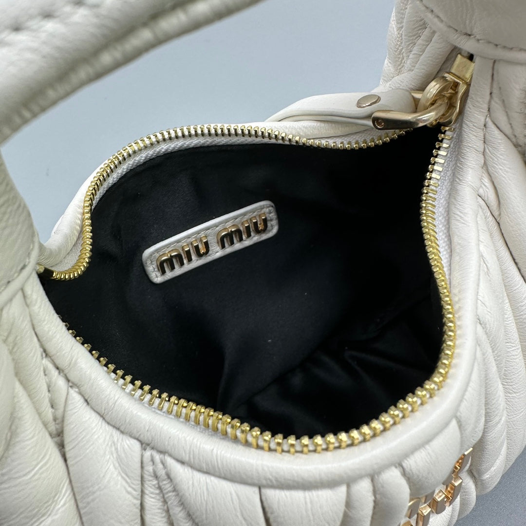 MINI HOBO 17 BAG IN WHITE LAMBSKIN