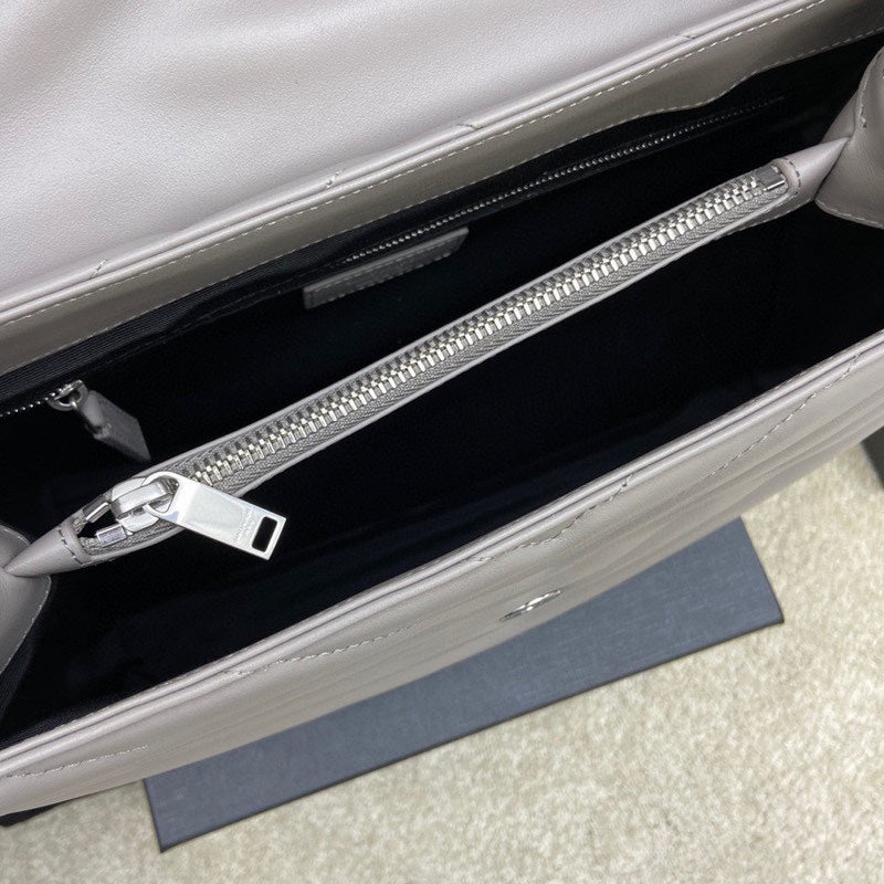 LOULOU MEDIUM 32 GREY QUILTED LEATHER SILVER HARDWARE