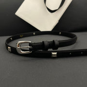 CL SMALL 18 MM TRIOMPHE BELT IN TAURILLON BLACK LEATHER SILVER HARDWARE