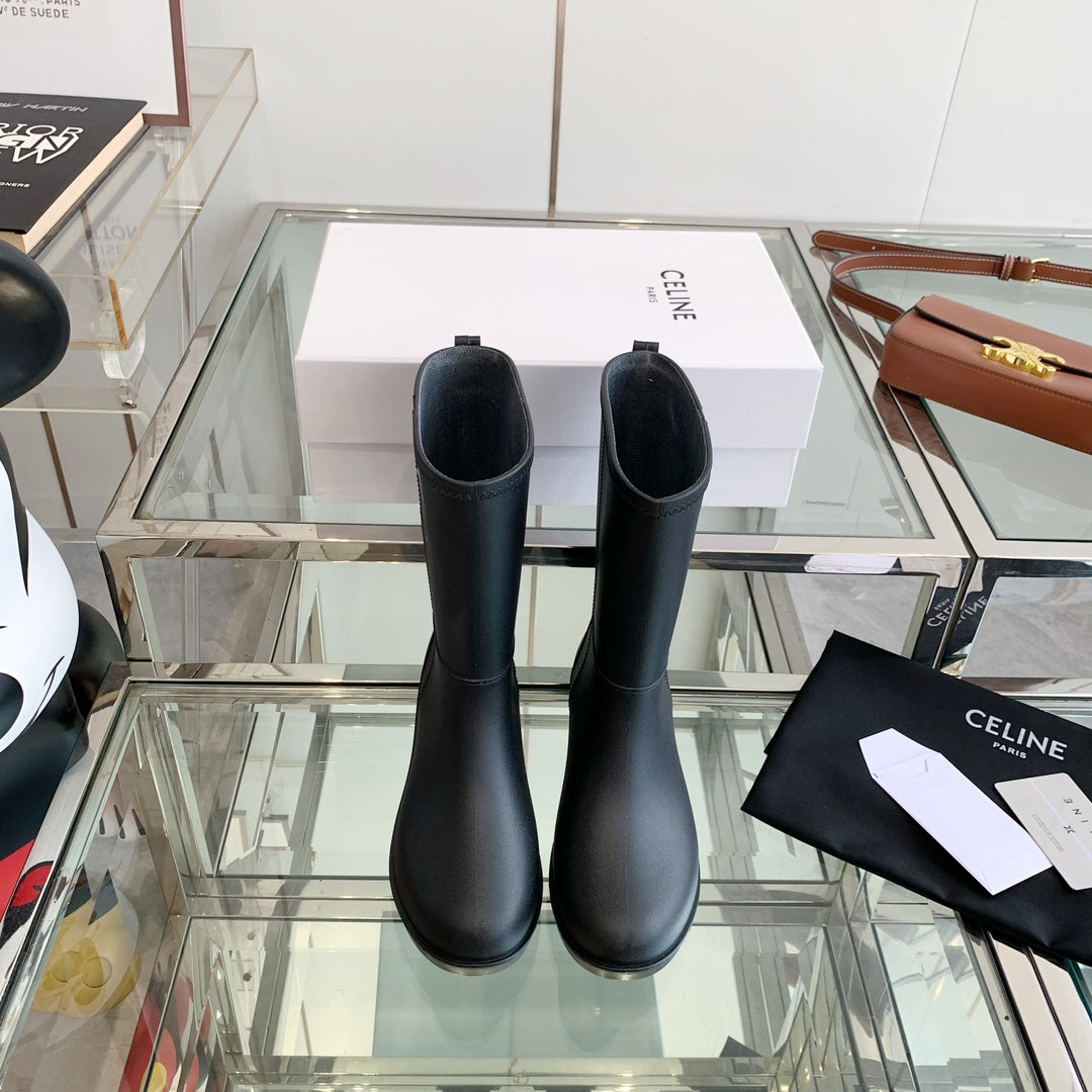 Celine Rainboots Black Rubber 204056