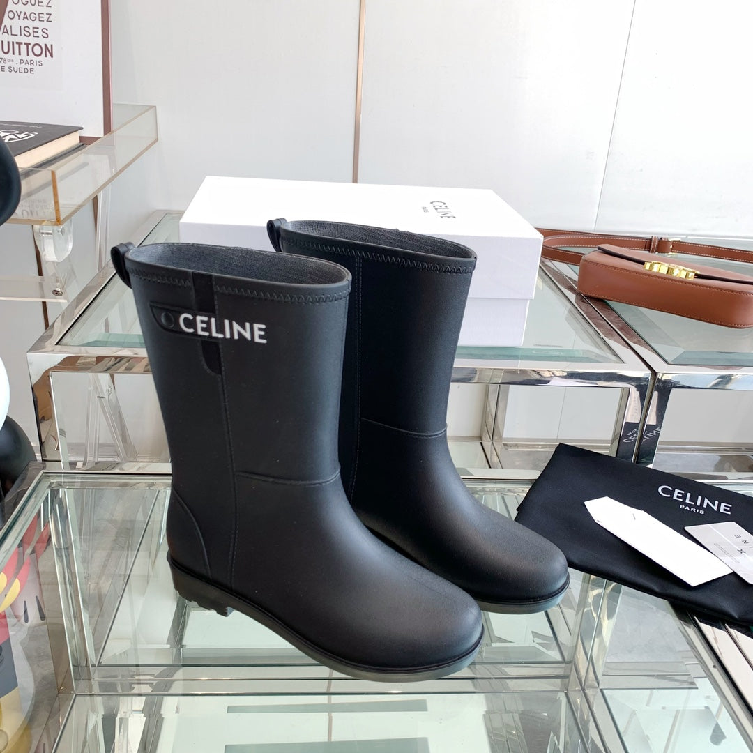 Celine Rainboots Black Rubber 204056