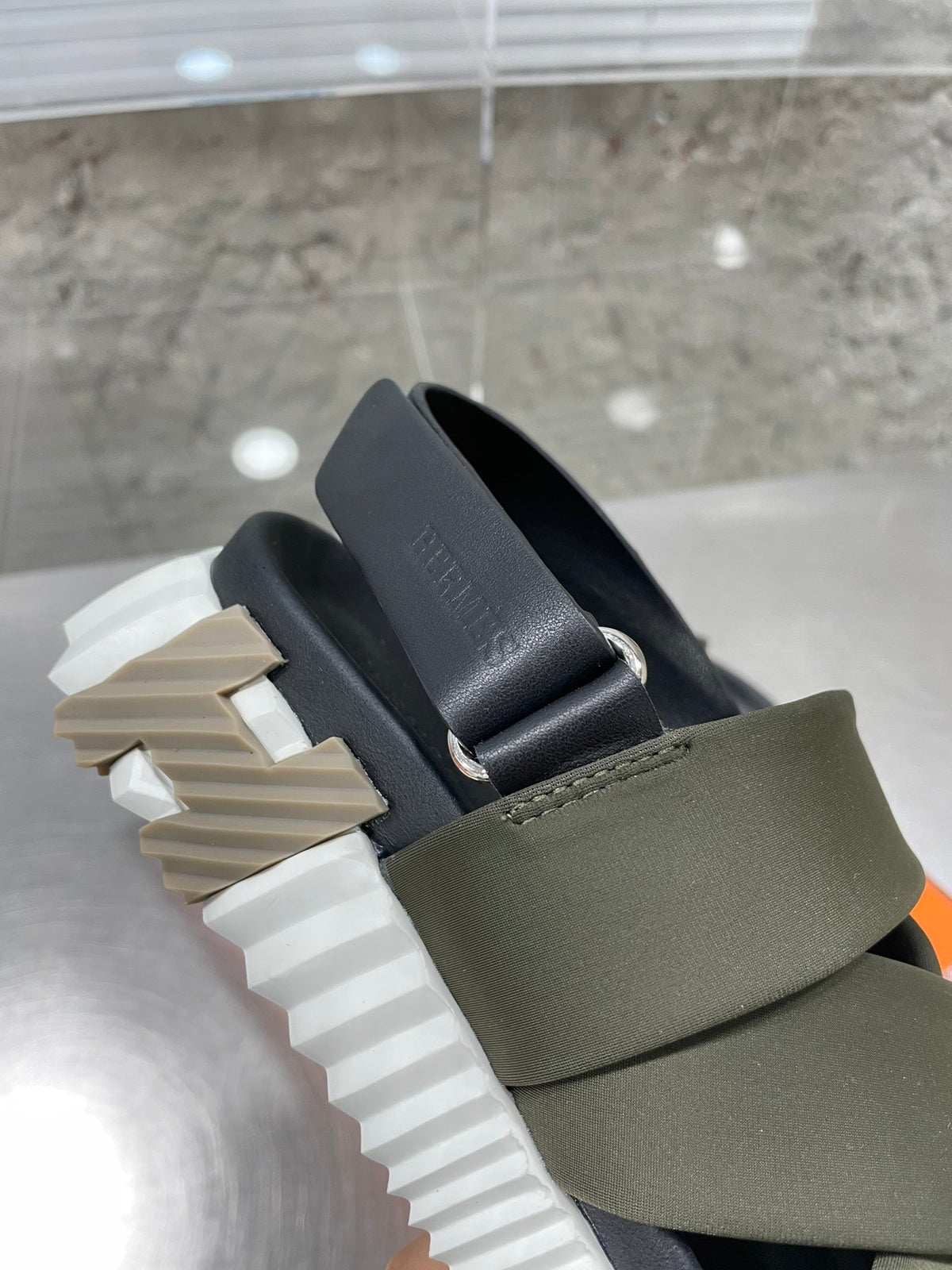 ELECTRIC SANDAL BLACK MIX DARK ARMY CALFSKIN