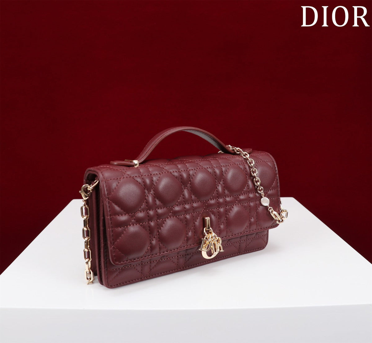 my cd mini 21 burgundy lambskin