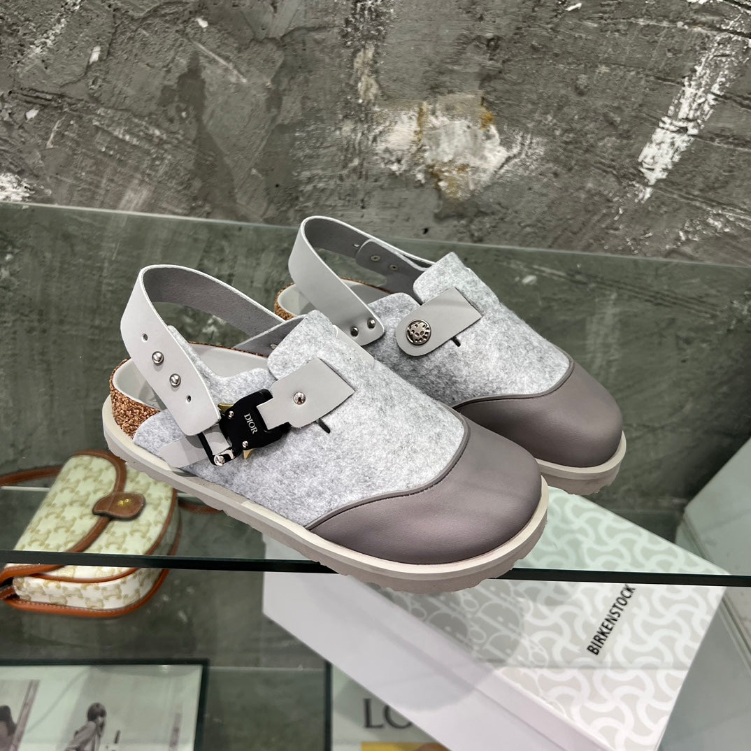 CD x Birkenstock Tokio Mule Grey White Felt Coth