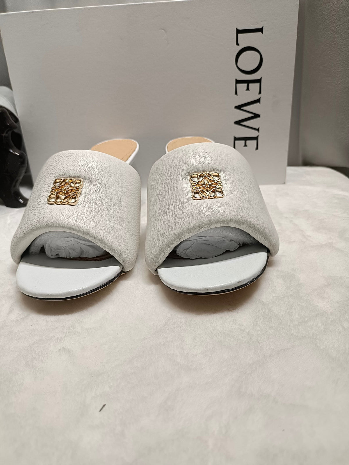 Loewe Anagram Padded Mule White Sheepskin