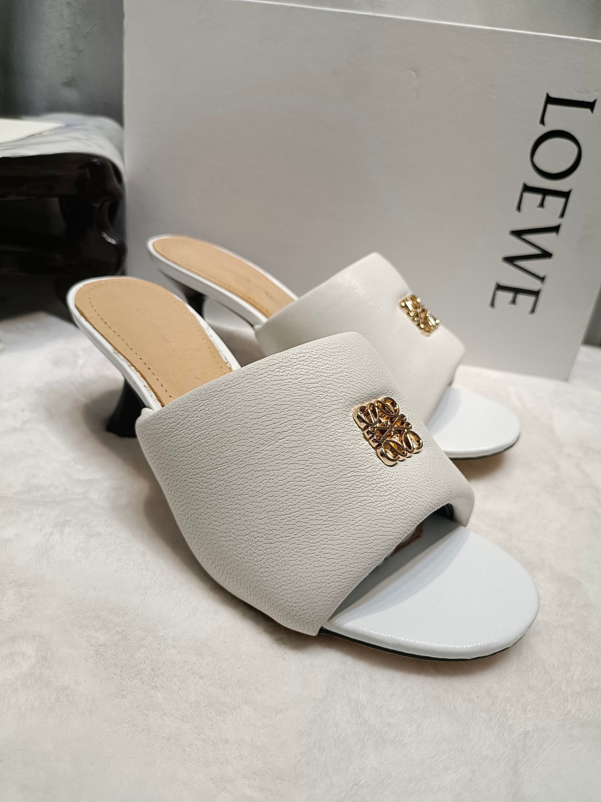 Loewe Anagram Padded Mule White Sheepskin