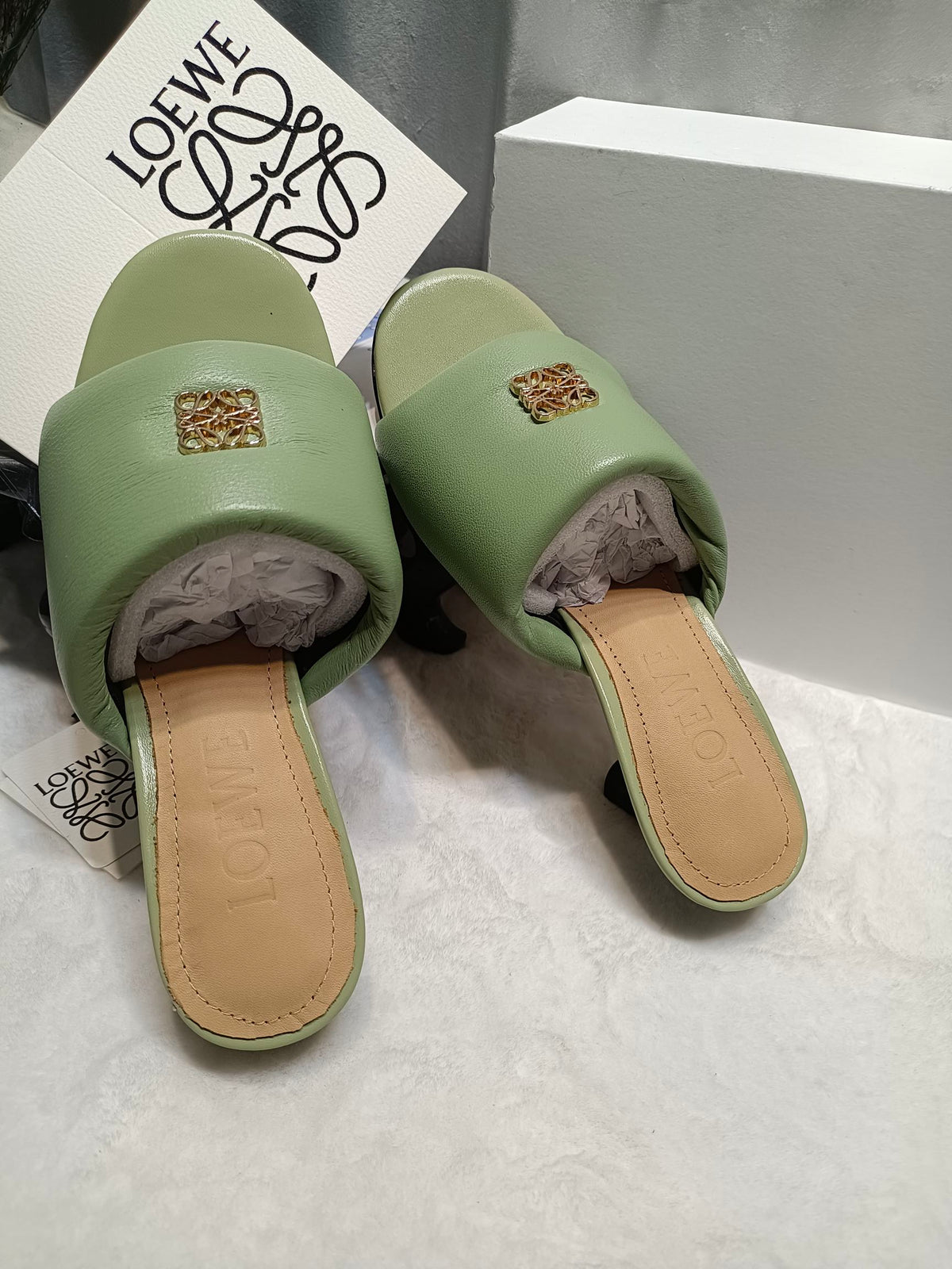 Loewe Anagram Padded Mule Green Sheepskin 246567