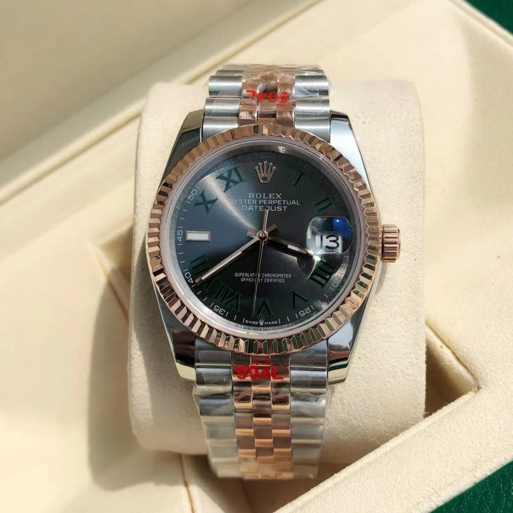 Rolex 25 Datejust 36mm Silver Pink Gold Black