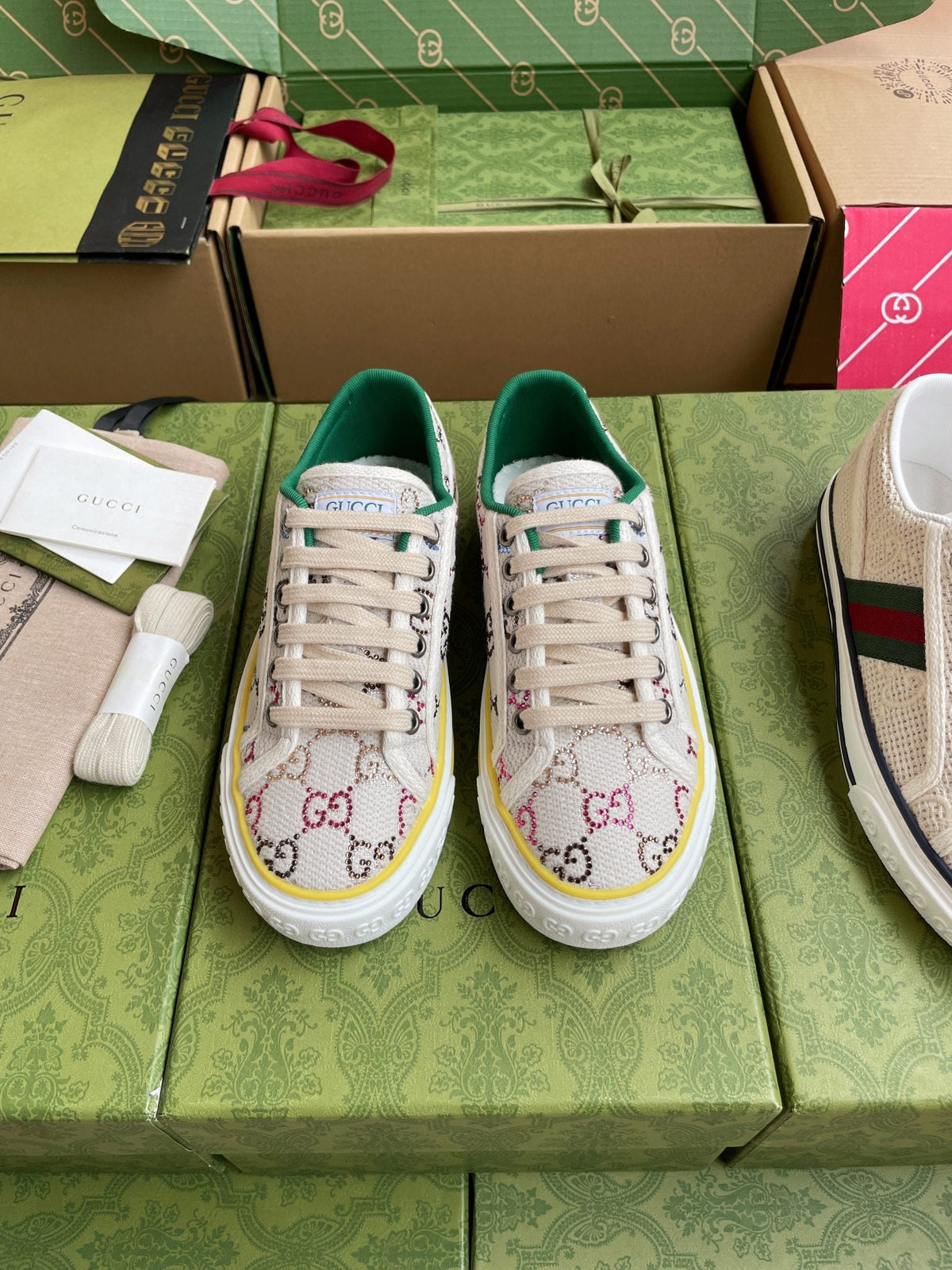 GG 26 Platform Sneaker Beige Multicolor Monogram Canvas 632833