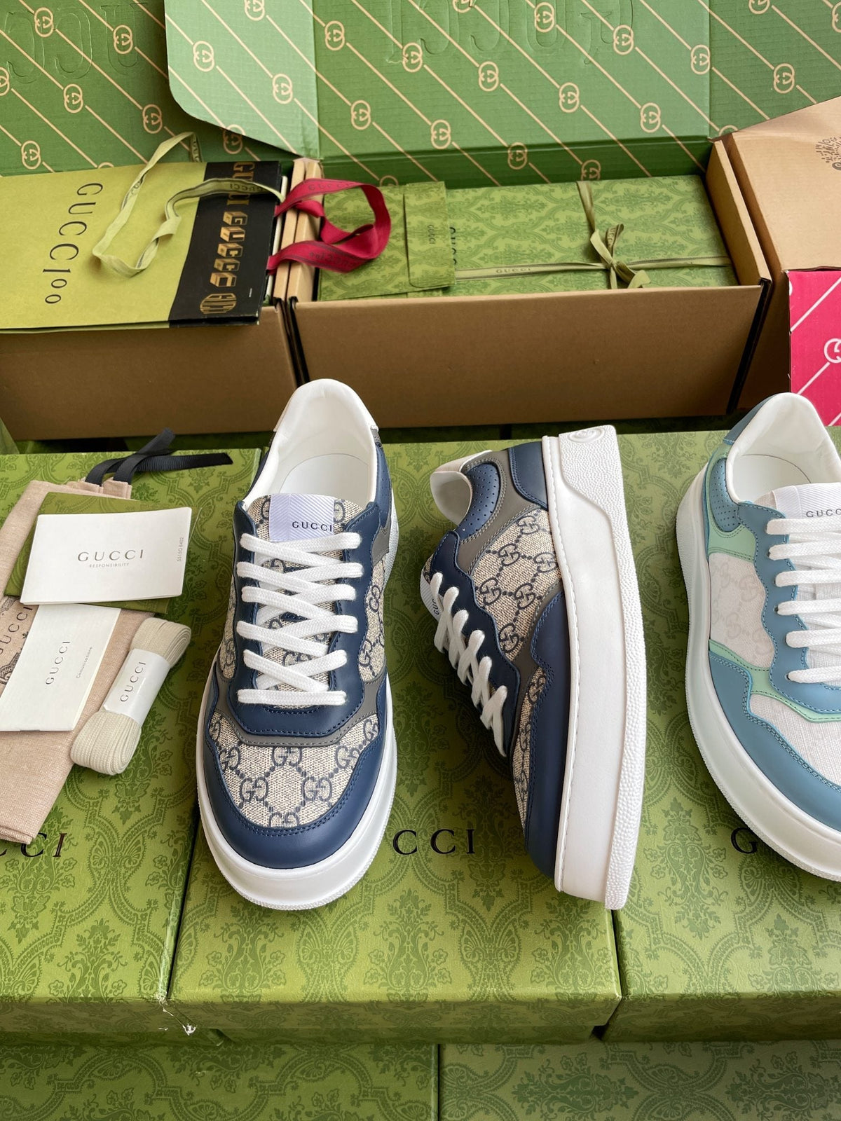 GG 26 Sneaker Blue Gray Canvas Calfskin 632892
