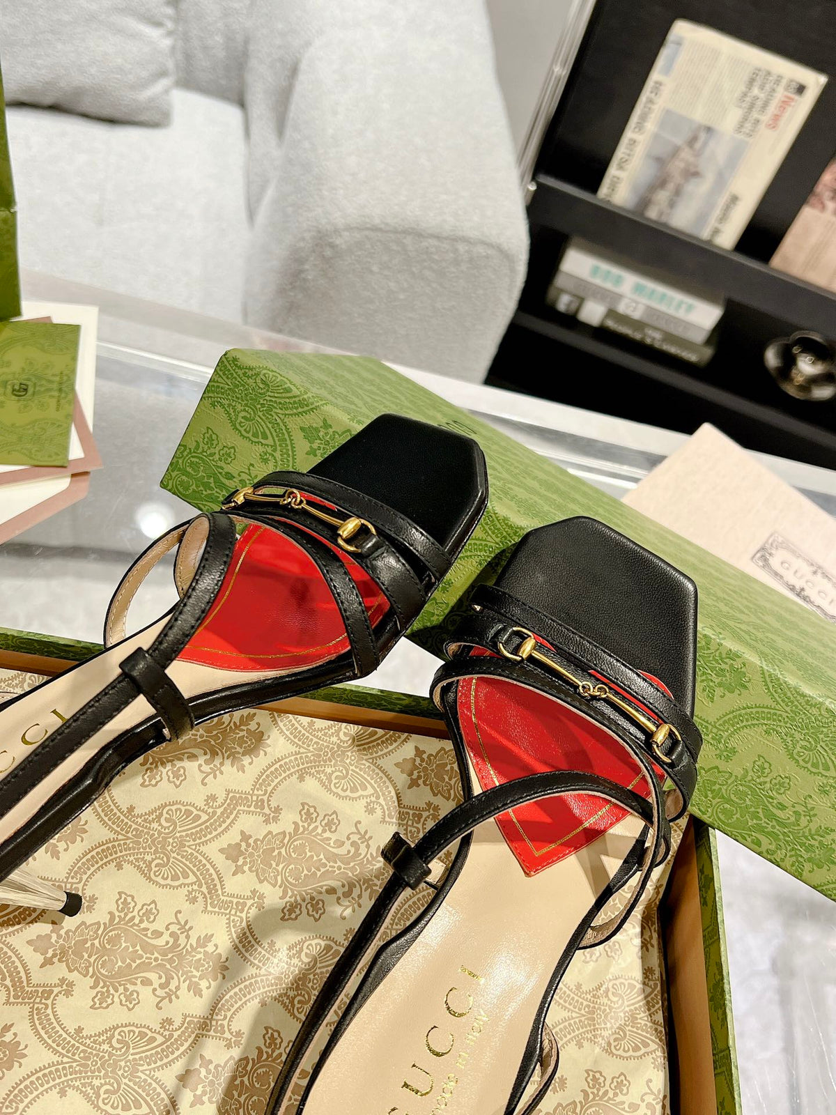 HIGH HEEL 65MM IN BLACK CALFSKIN WITH RED HEART