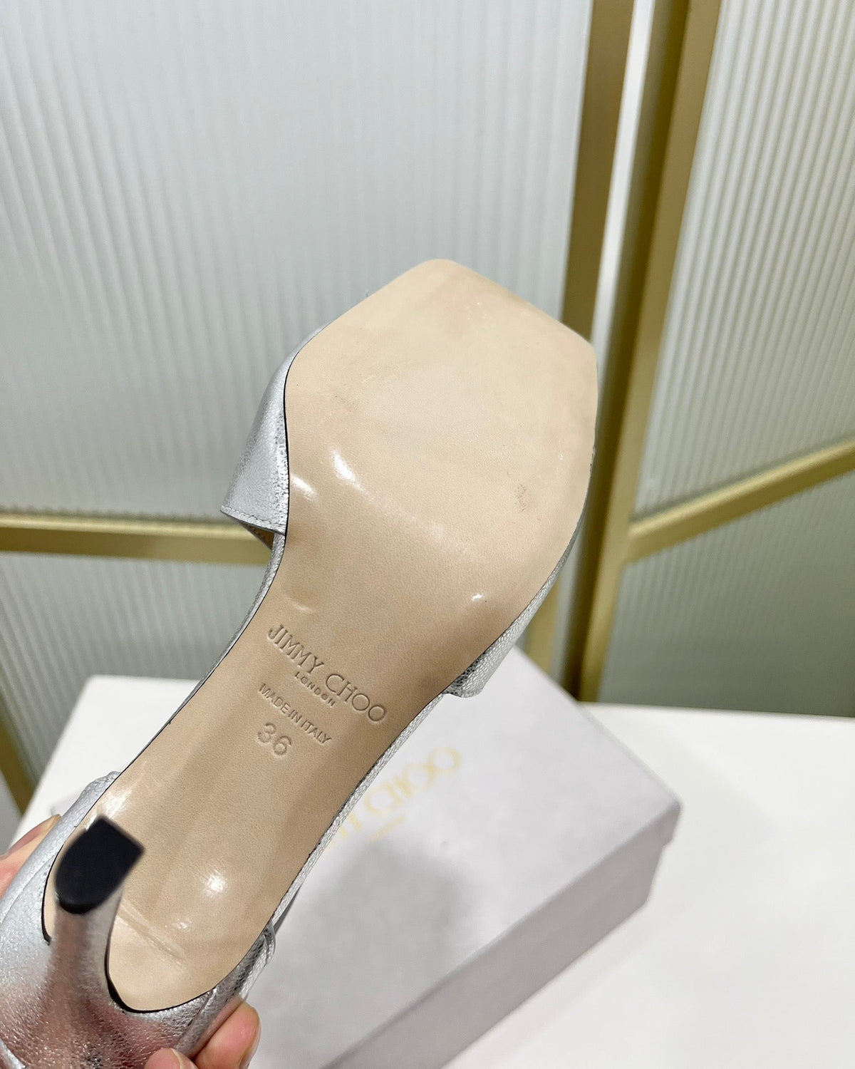 Jimmy Azia 95 In Silver Cowhide Sandals  587709