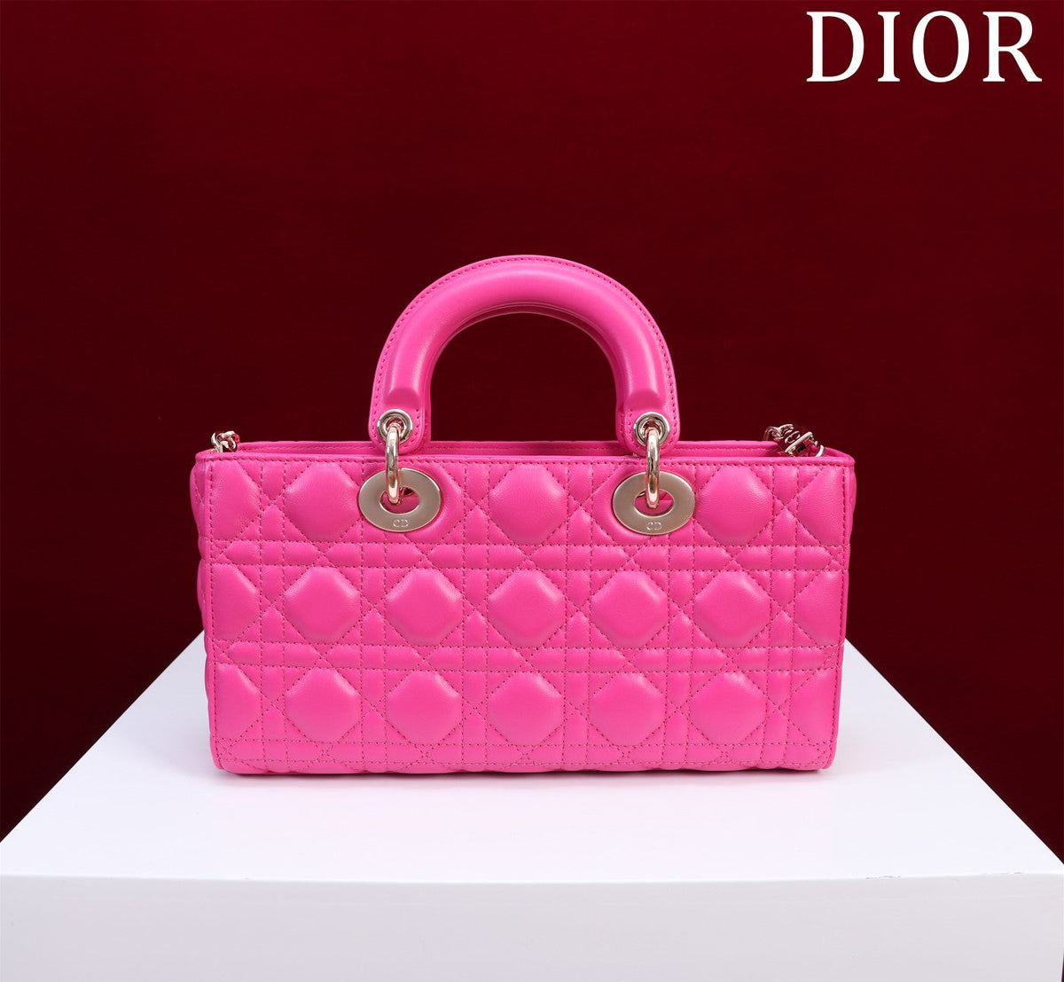 medium lady d-joy 26 pink lambskin
