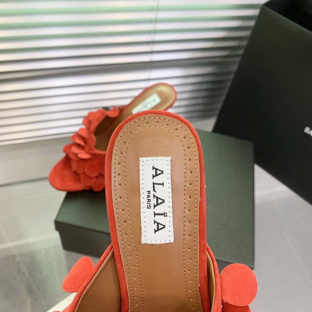 Alaia Confetti Leather Mules Orange Sheepskin Cowhide 293168
