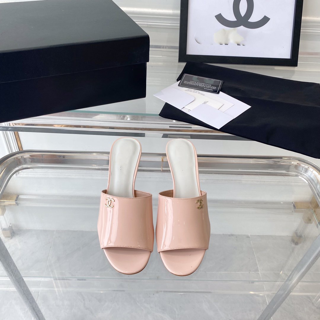 high heel 70 mule sandals pink white patent calfskin