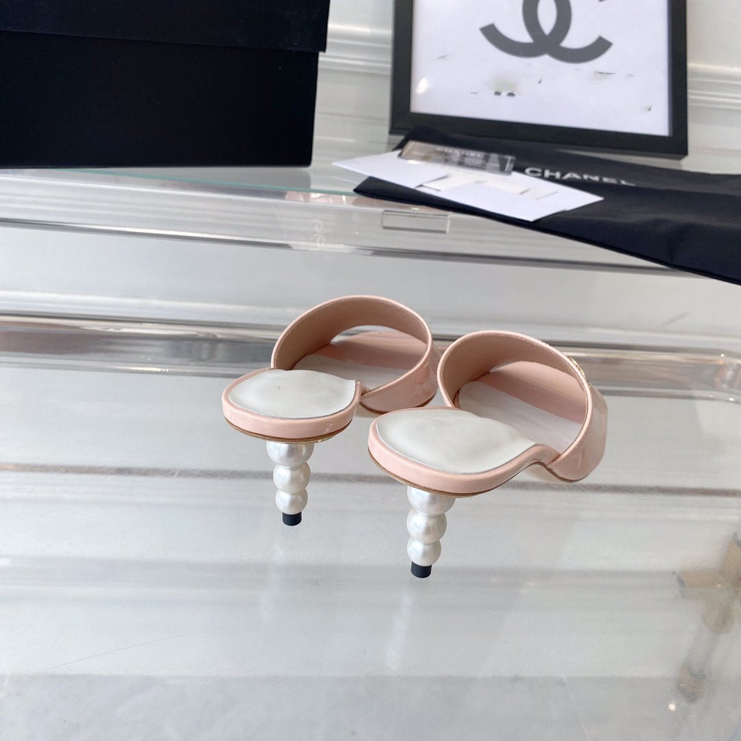high heel 70 mule sandals pink white patent calfskin