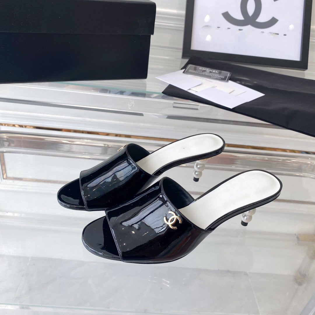 high heel 70 mule sandals black white patent calfskin