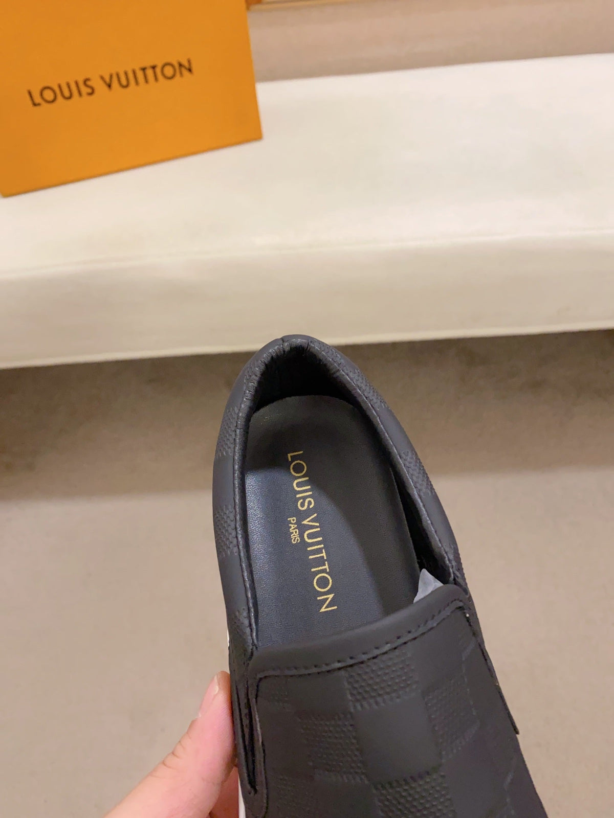 LV LOAFER IN BLACK DAMIER SHEEPSKIN