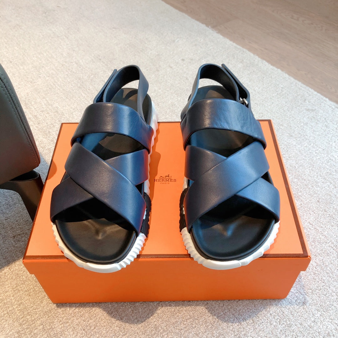 HM ELECTRIC SANDAL NAVY CALFSKIN