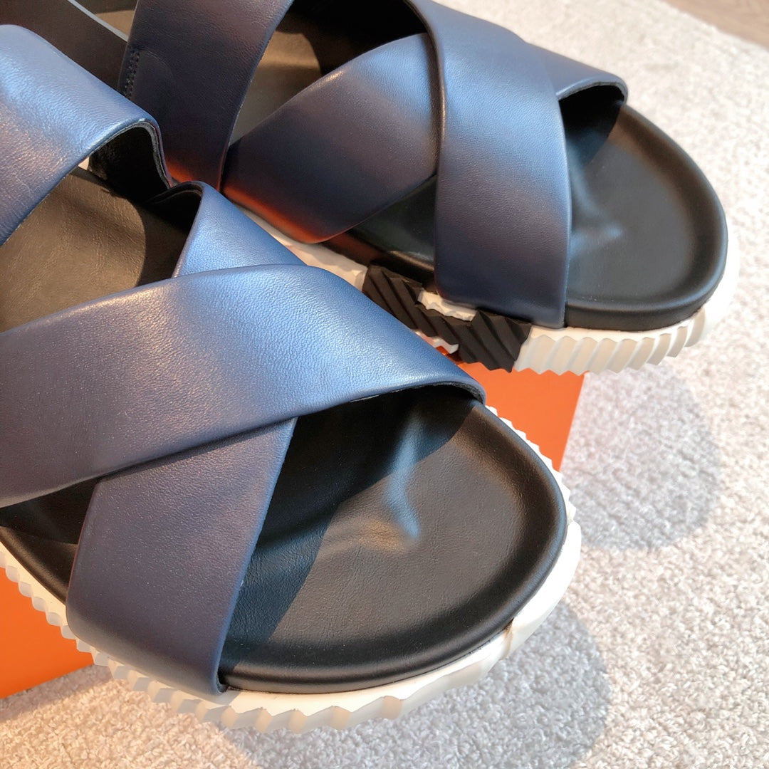 HM ELECTRIC SANDAL NAVY CALFSKIN