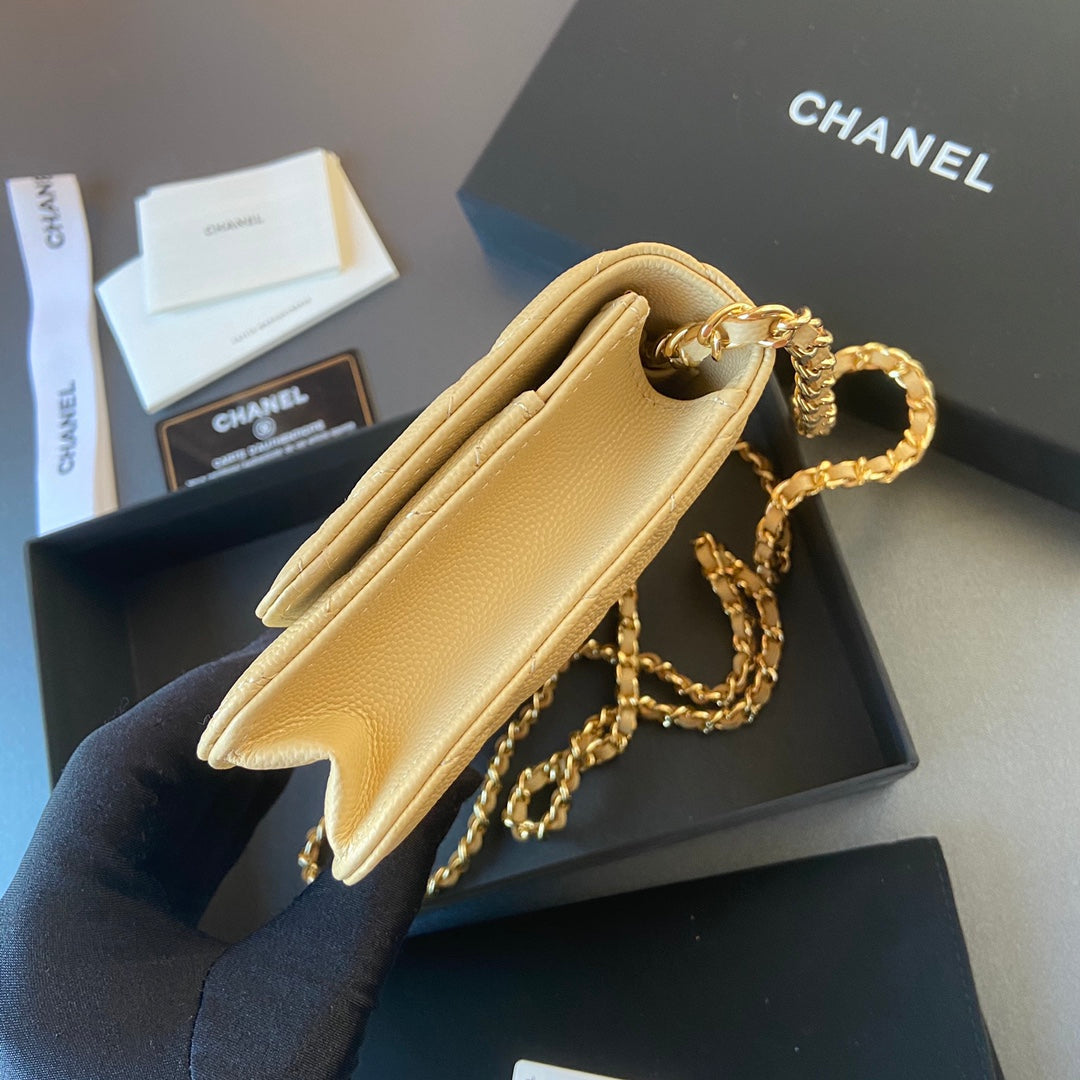 CC Woc 20cm Lime Grained Calfskin Gold Hardware