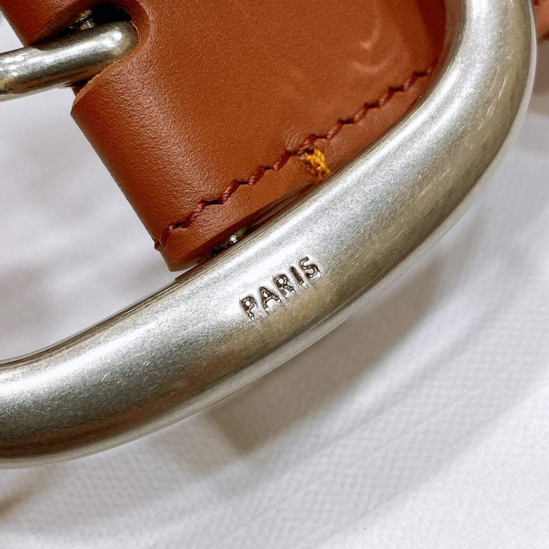 CL LARGE 35 MM BELT IN BRONZE BROWN CALFSKIN LIGHT GOLD HARDWARE
