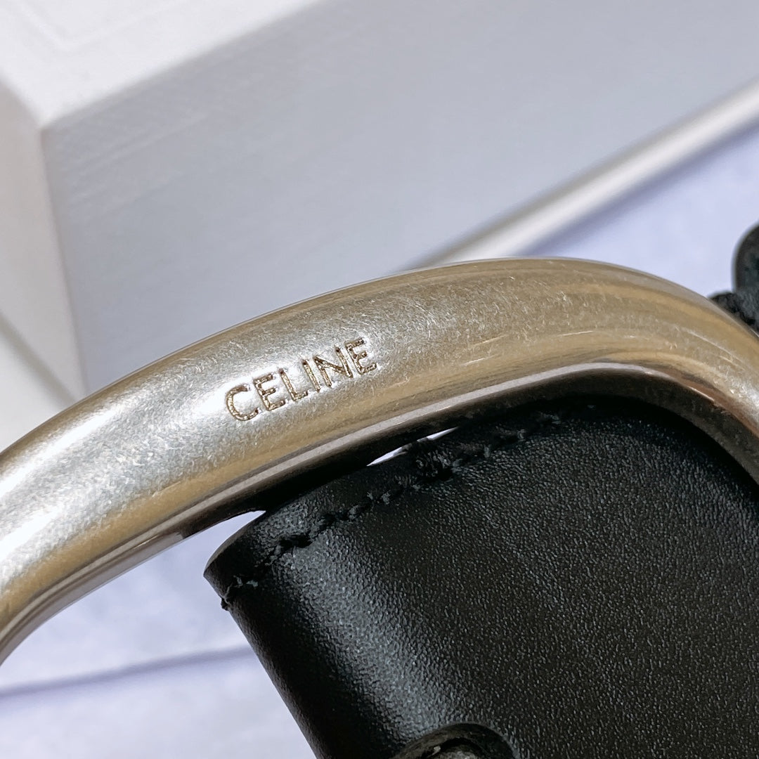 CL LARGE 35 MM BELT IN BLACK CALFSKIN LIGHT GOLD HARDWARE