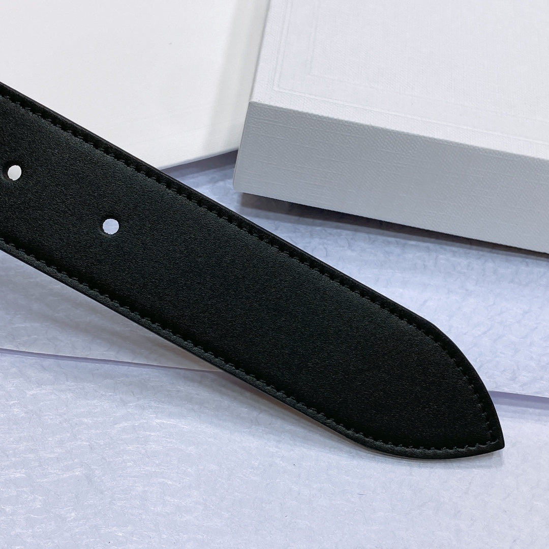 CL LARGE 35 MM BELT IN BLACK CALFSKIN GOLD HARDWARE