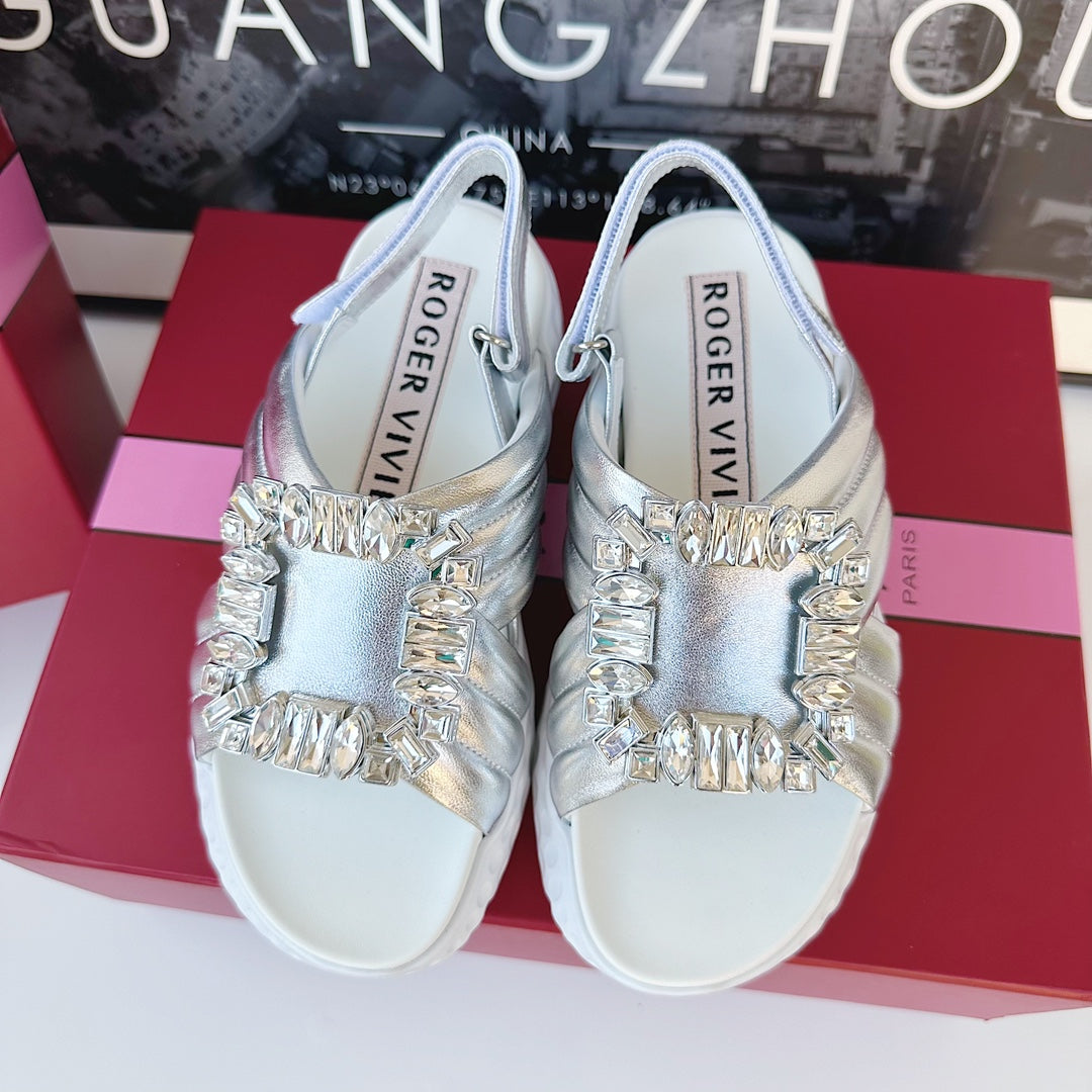 Viv Diamond Sandals Silver Sheepskin 560520