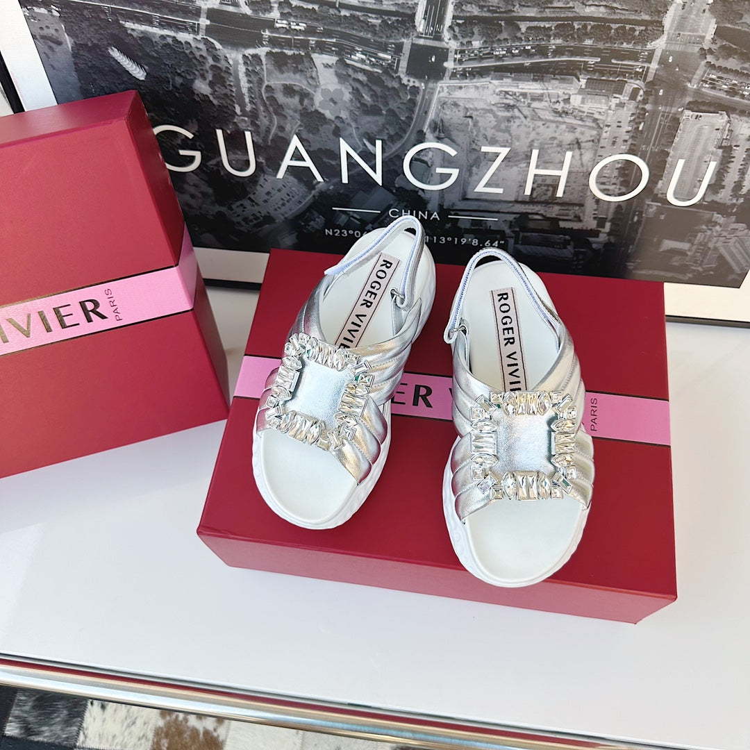Viv Diamond Sandals Silver Sheepskin 560520