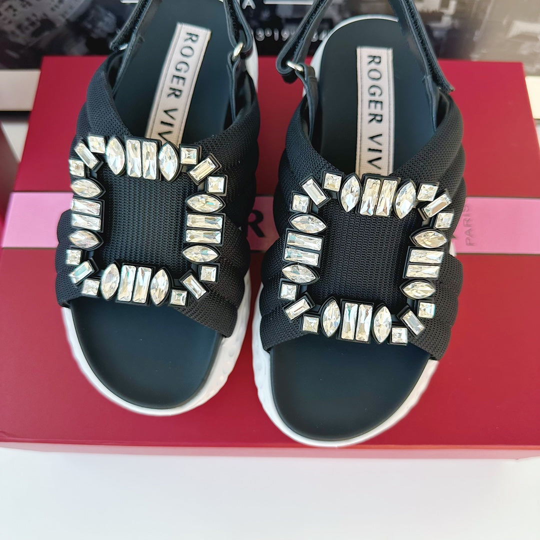 Viv Diamond Sandals Black Fabric 560521