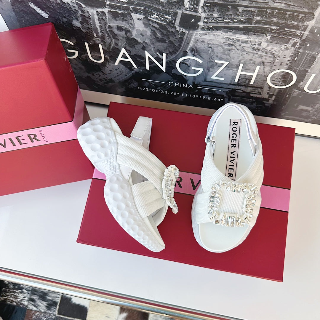 Viv Diamond Sandals White Fabric 560524