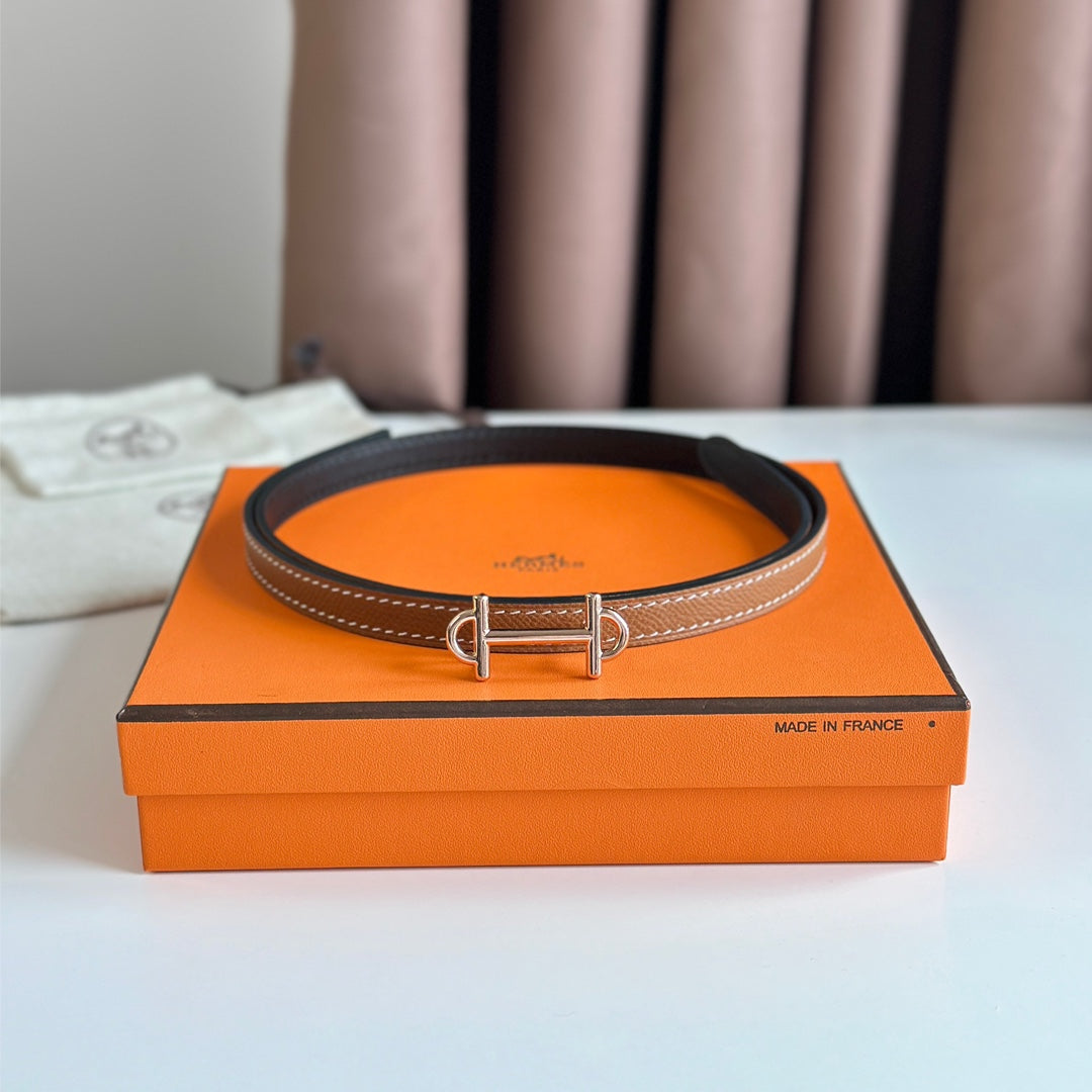 HM GAMMA BUCKLE & REVERSIBLE BRONZE BROWN AND BLACK LEATHER STRAP 13MM COPPER HARDWARE