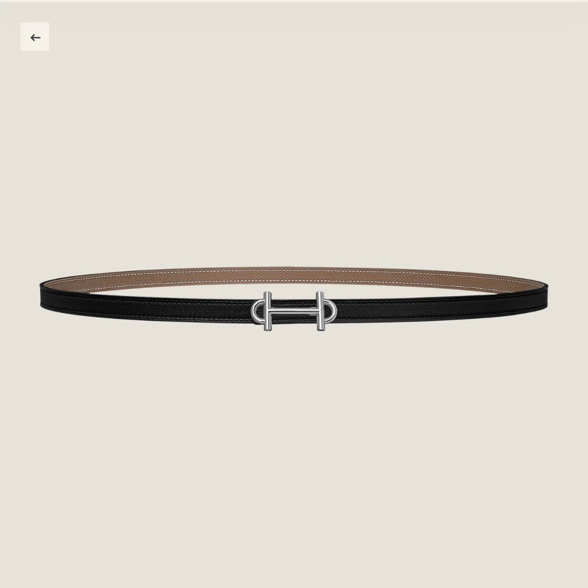 HM GAMMA BUCKLE & REVERSIBLE KHAKI BROWN AND BLACK LEATHER STRAP 13MM SILVER HARDWARE