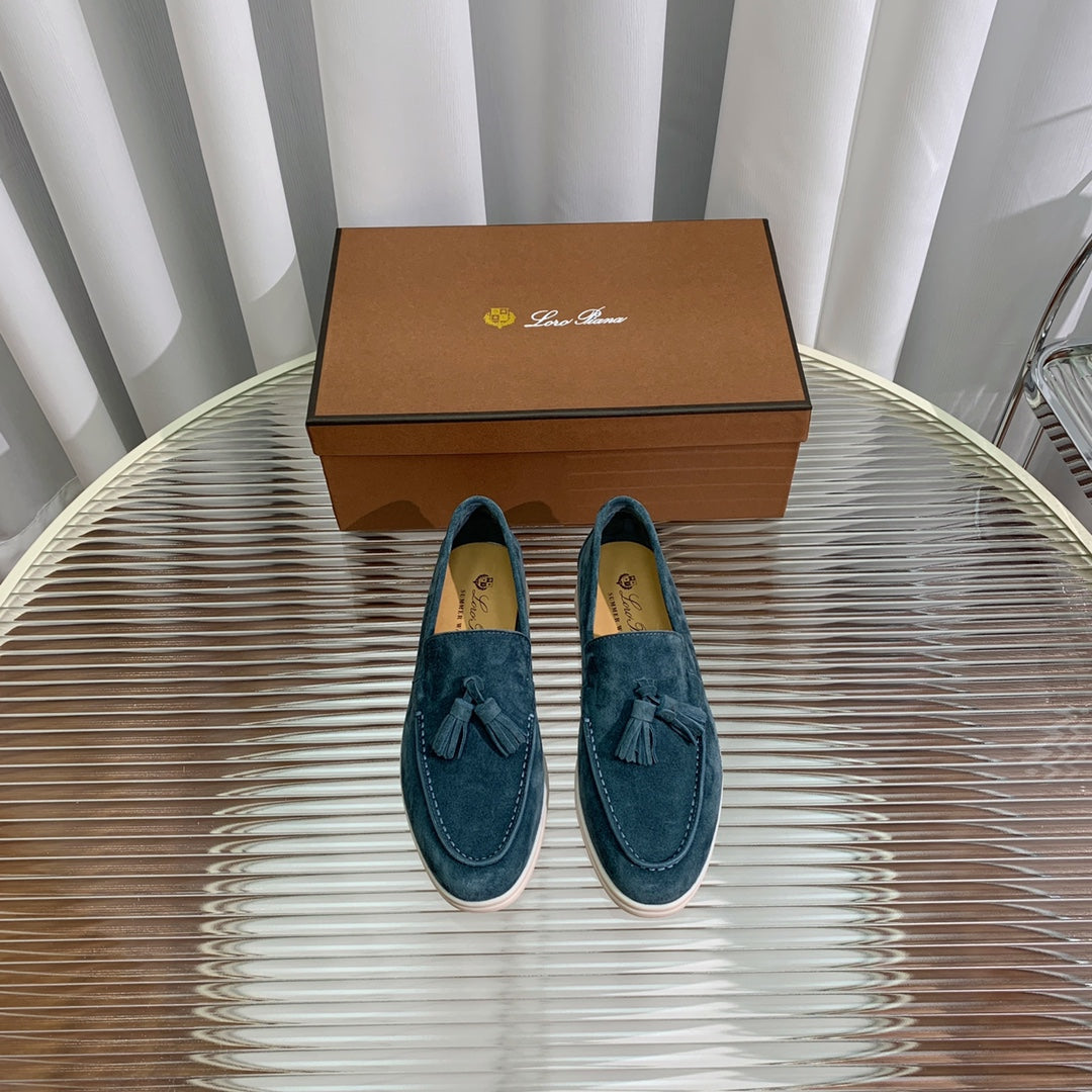 lp dot sole walk loafer peacock blue suede