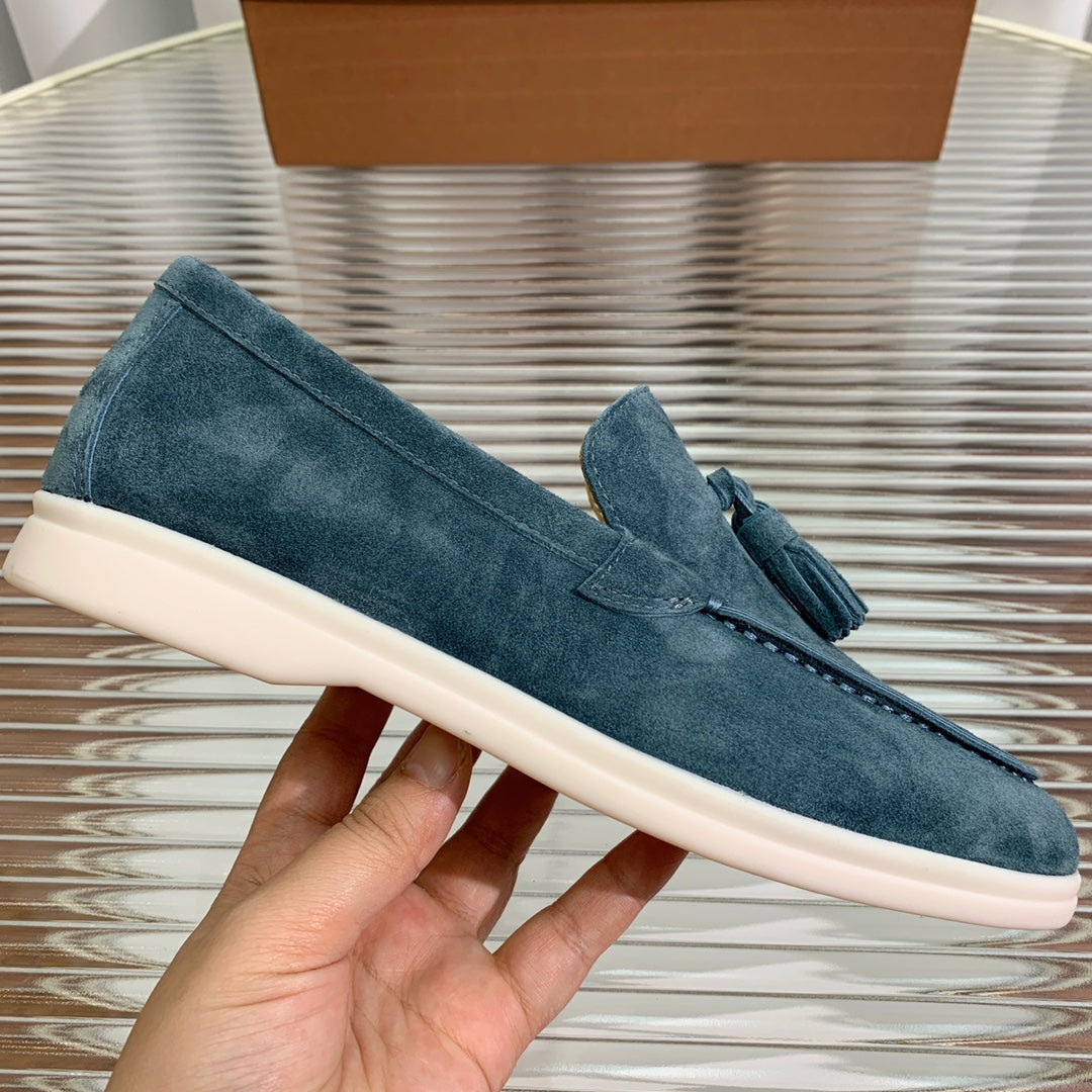 lp dot sole walk loafer peacock blue suede