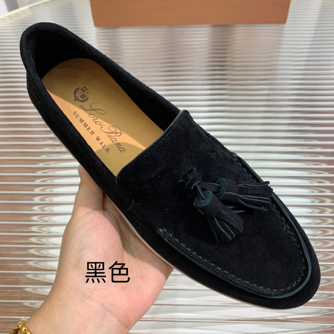 lp dot sole walk loafer black suede