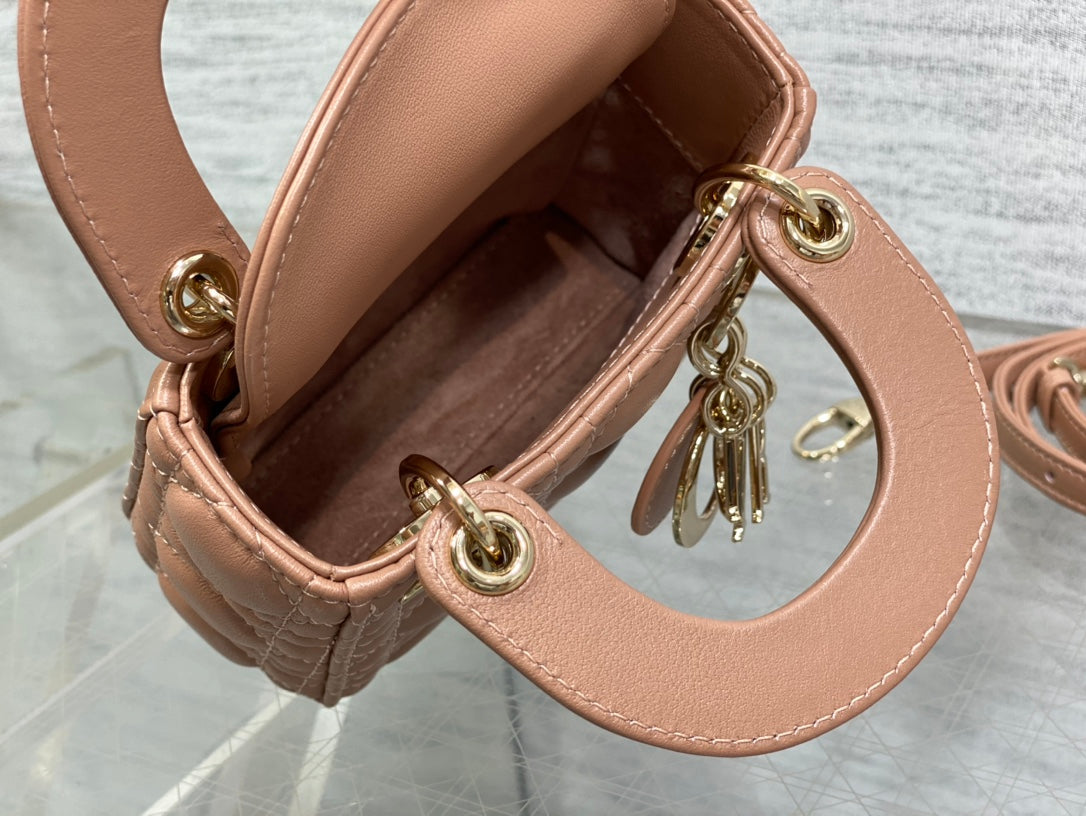 micro lady 12 pinkish brown lambskin ghw