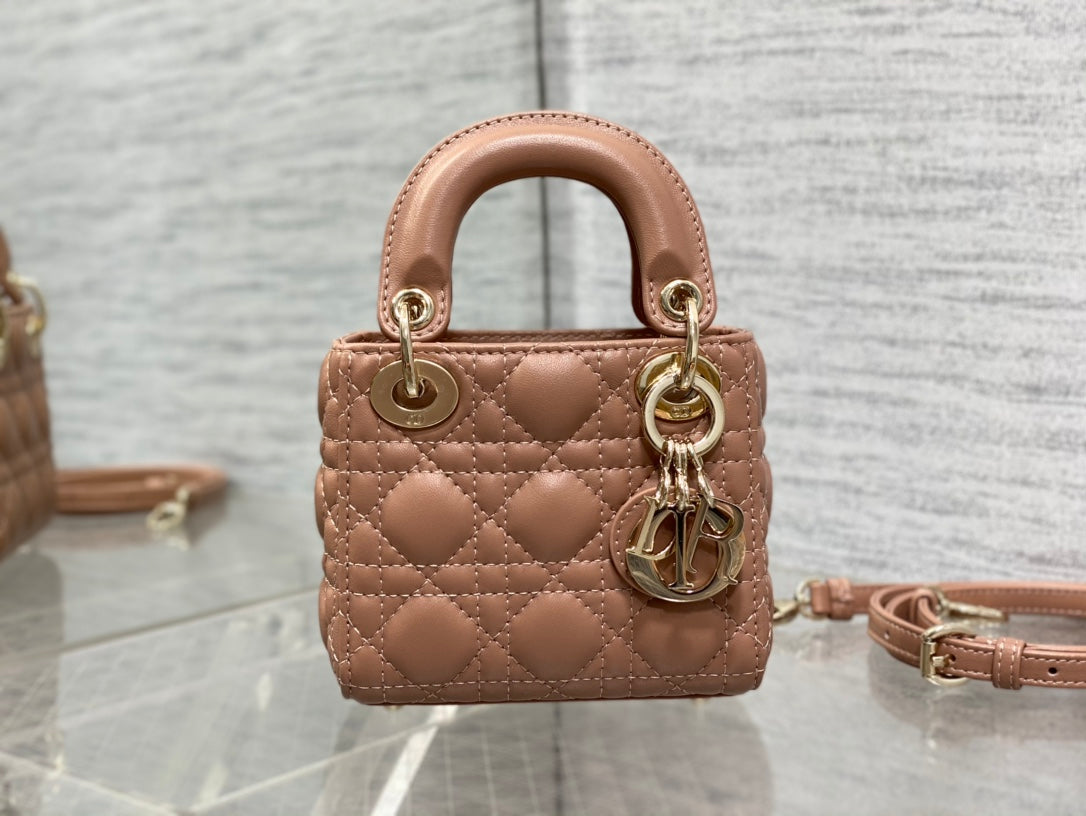 micro lady 12 pinkish brown lambskin ghw
