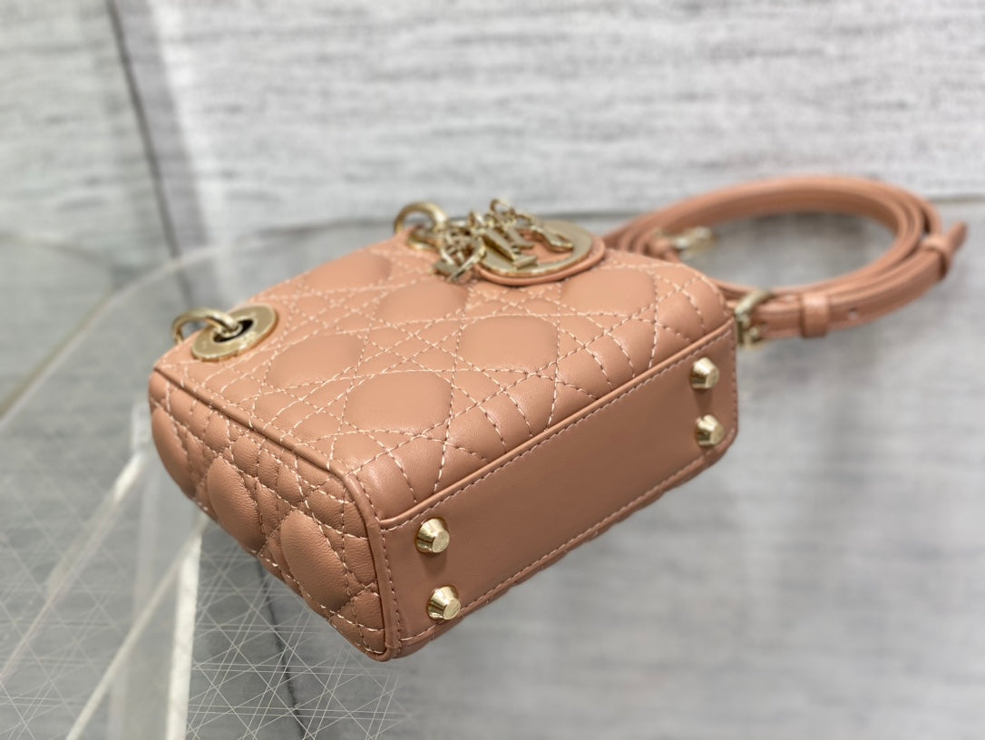 micro lady 12 pinkish brown lambskin ghw