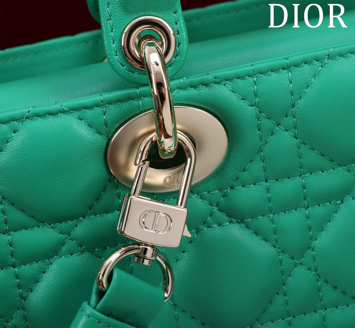 medium lady d-joy 26 jade green lambskin
